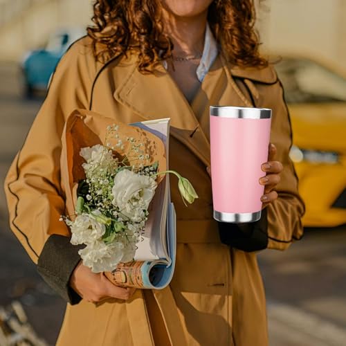 20oz Tumbler with Lid Stainless Steel Insulated Tumblers Travel Coffee Tumbler Bulk Double Wall Vacuum Insulated Water Cup Gifts for Christmas Women Men Her Him Home Office(Pink, 4pack) - color: Pink 4