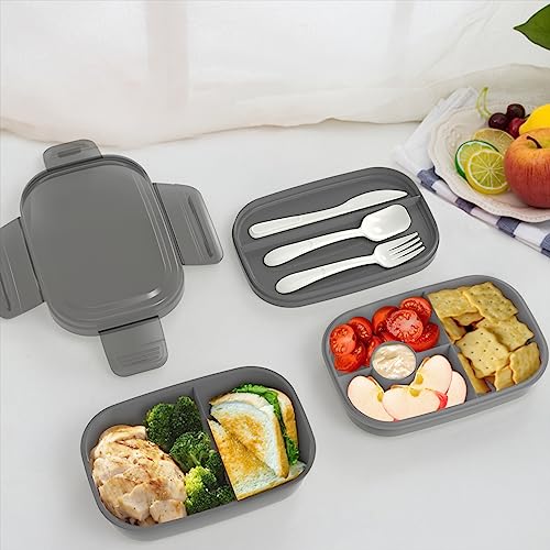 JBGOYON Leakproof Bento Box & Insulated Lunch Bag Set, 4-Piece, Black | 6-hour thermal retention, includes nested knife fork spoon, 2 reusable snack pouches, designed for adults and kids - color: Black