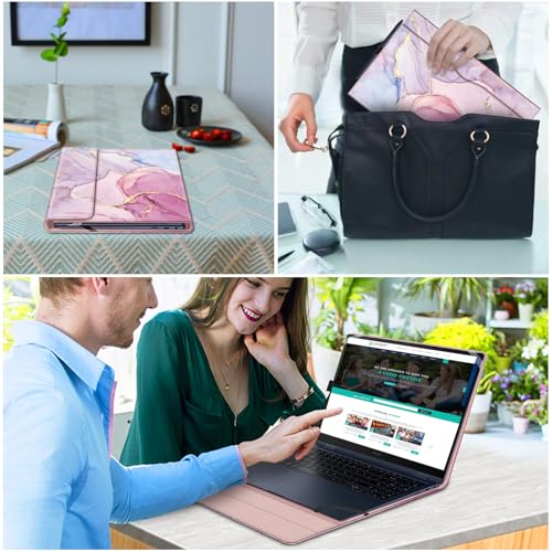 Fintie 15.6 Inch Samsung Galaxy Book 360 PU Leather Sleeve Case with Pocket | Fits for Chromebook Plus XE550XGAA, Book4 NP960XGK, Book3 NP750QFG, Book2 Pro NP950XED, Magnetic Closure, Glittering Marble - color: Glittering Marble