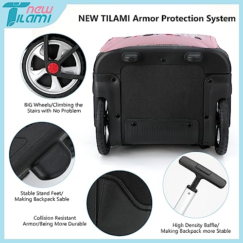 NEW TILAMI 19 inch Rolling Backpack Teens Rolling Backpack Cute Wheeled Laptop Backpack Bookbag Roller Travel Bag College, Flower Pink - color: Pink Flower