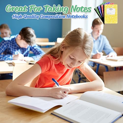 Composition Notebook College Ruled Composition Notebooks Bulk Marble Hard Cover Wide Ruled Notebook Paper Note Books For Schools Marble Composition Books 100 Sheets 200 Pages 9.75” x 7.25” (4 Pack, Multi Color) - size: 4 Pack
