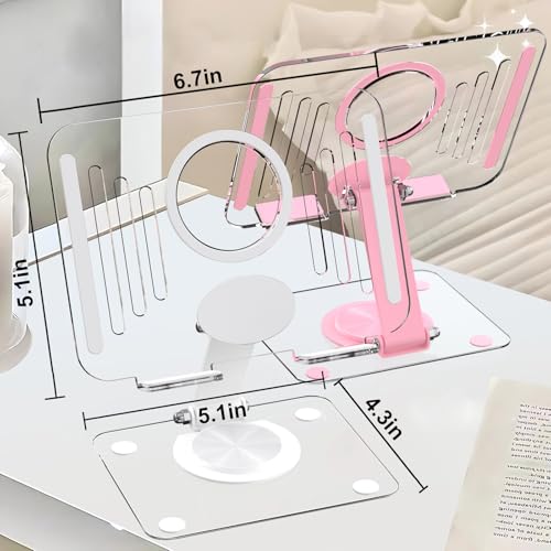 360° Rotating Acrylic Tablet Stand, Foldable Adjustable Holder, Portable Anti-Slip Desk Stand for iPad Pro Air Mini, Kindle, Phones, Home Office & Online Class(Random Color)