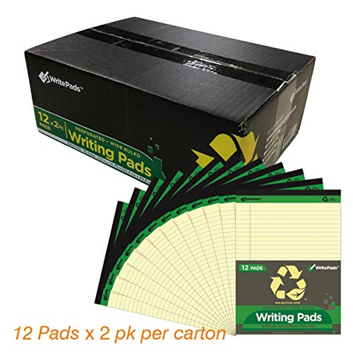 KAISA Legal Pad Writing Pads, 5"x8" Legal Ruled, 8.5"x11.75" Wide Ruled, 56GSM Paper Notepads, 12pads (Canary 24pad, 8.5x11.75inch) - color: Canary 24pad, size: 8.5x11.75inch