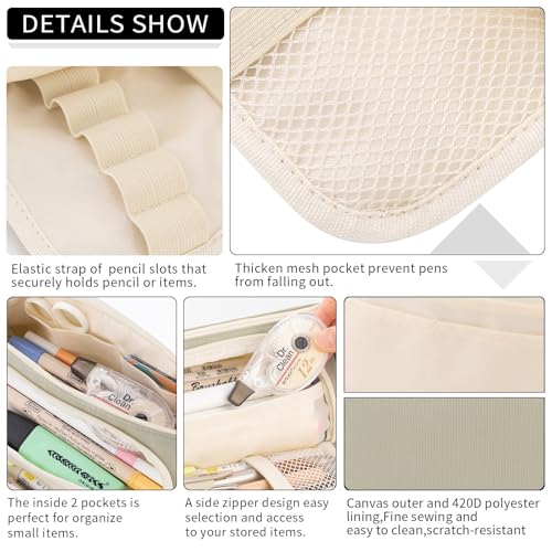 EASTHILL Big Capacity Pencil Case Pouch Pen Case Simple Stationery Bag School College Office Organizer for Teens Girls Adults Student - color: Light Green XW