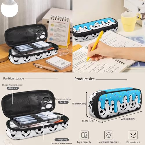 Ice Cream Soccer Ball 3PCS Backpacks for Boys Girls, Lightweight 3 in 1 School Bag with Insulated Lunch Box Pencil Case for Middle High School Students