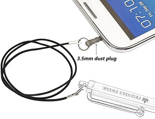 The Friendly Swede Stylus Pen for Touchscreen — 3-Pack 5.5" High Precision Stylus Pen with Replaceable Thin Tips, Elastic Lanyards & Screen Cleaning Cloth - Silver - color: Silver
