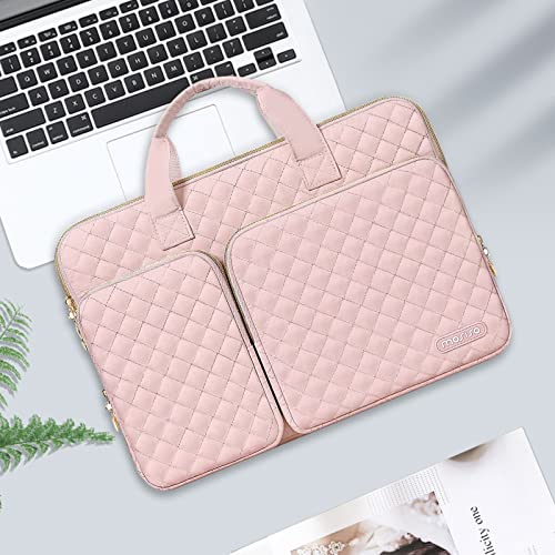 MOSISO 360 Protective Laptop Case 16 inch,15-15.6 inch Laptop Sleeve Compatible with MacBook Pro 16 M5 M4 M3 M2 M1 HP Acer Dell Lenovo,Square Quilted Bag Cover with 2 Pockets&Handle&Belt, Chalk Pink - color: Chalk Pink, size: 16 inch
