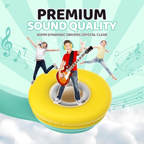 JoySpark Kids Bluetooth Headphones, Lightweight Wireless Headphones for Kids, 85/94dB Volume Limited, 60 Hours Playtime, Bluetooth 5.3, Over-Ear Toddler Headsets with Built-in Mic-Green - color: Green
