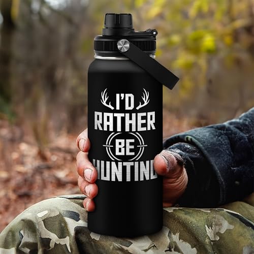 I'd Rather Be Hunting Stainless Steel Insulated Bottle - 32oz with Straw Lid - Hunting Gifts for Men, Dad, Husband, Papa; Perfect for Birthday, Christmas, Father's Day - color: Hunting 1