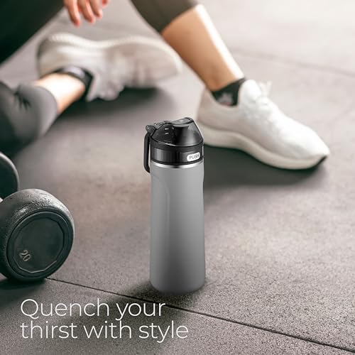 SipX Insulated Water Bottle, Water Bottle with Straw Lid, 18 oz Triple Insulated Stainless Steel, Leakproof, BPA-Free, Slim Durable Metal Bottle for School, Gym & Office, Grey - color: Gray