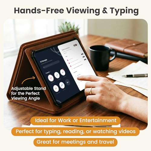 KHOMO Universal Padfolio Case – Tablet Portfolio Organizer with Notepad Holder – Compatible with iPad 10th/11th Gen, iPad Pro 11, iPad 7/8/9 (10.2", 10.9", 9.7") - color: Brown