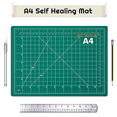 anezus Self Healing Sewing Mat, Rotary Cutting Mat Double Sided 5-Ply Craft Cutting Board for Sewing Crafts Hobby Fabric Precision Scrapbooking Project 9inch x 12inch(A4) - color: Green, size: 9.1"L x 7.9"W