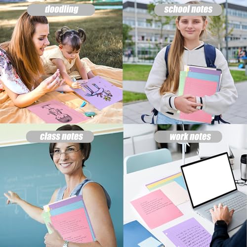 200 Sheets Loose Leaf Paper, 100 Yellow & 100 Blue Wide Ruled Paper, 8"x10.5", 3-Hole Punched for Binders, School, College & Office Use, Fights Ink Bleed