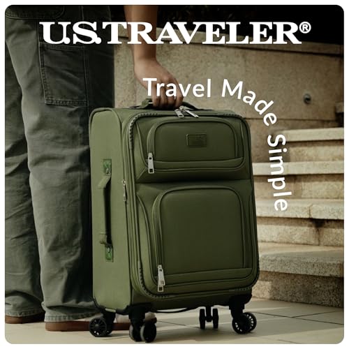 U.S. Traveler Rio Lightweight Softside Rolling Carry-on Suitcase, 4-Wheel Set, Green - color: Green, size: 22"/14"