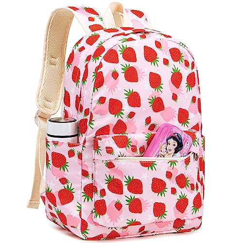 CAMTOP Backpack for Kids, Boys Girls Preschool Backpacks with Lunch Box Toddler Kindergarten School Bookbag Set - color: Strawberry