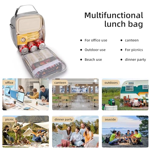 Lovoeo Lunch box Lunch bag for men women Insulated Lunchbox Lunch bags for Work Picnic Travel (Light grey) - color: Light grey