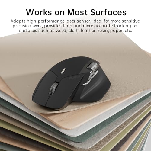 Rapoo MT760Mini Bluetooth Wireless Mouse - Bluetooth 5.0 and 2.4GHz Multi-Mode Connection, Support 4 Devices, M+ Cross Computer Technology, 11 Programmable Buttons, Matte Black - color: Matte Black, size: Mini