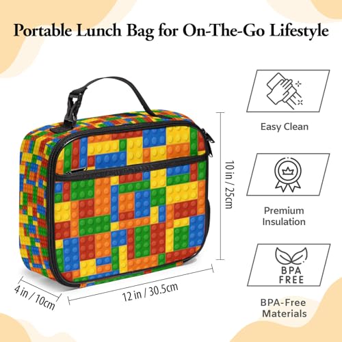 WOBAGMEN Brick Lunch Box for Kids, Cute Insulated Lunch Bag for Boys Girls,Waterproof Lunch Box with Water Bottle Holder for Teens Adults Picnic Travel Back to School (Brick) - color: Brick