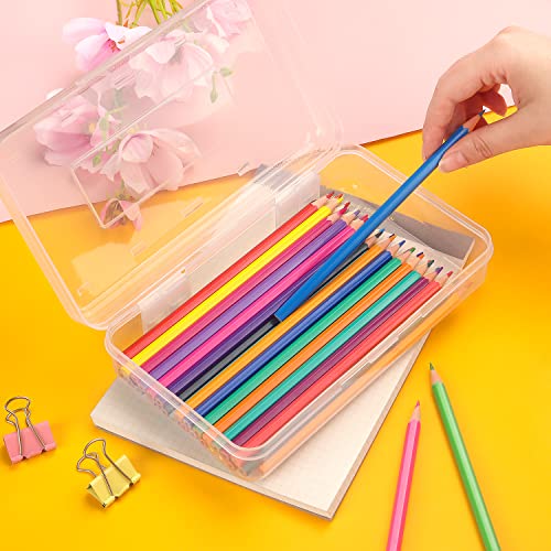 Tamaki 1 Pack Plastic Pencil Box Large Capacity, Clear | Clear Boxes with Snap-tight Lid Stackable Design and Stylish Office Supplies Storage Organizer - color: White