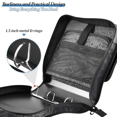 Zipper Binder 3 Ring Werewolf and Moon Print, Big Storage Portable Expanding File Folder Bag Document Organizer for Office Travel with Handle and Strap