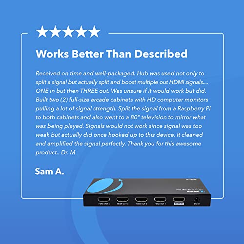 OREI UltraHD 4K HDMI @ 60 Hz 1x4 HDMI Splitter – HDMI Splitter 1 in 4 Out 4:8-Bit, HDMI 2.0, HDCP 2.0, 18Gbps, EDID Management, Mirror Displays – UHDS-104 | OREI UltraHD 1x4 HDMI Splitter – 4K@60Hz HDMI Splitter 1 in 4 Out With 8-Bit, HDMI 2.0, HDCP 2.0,