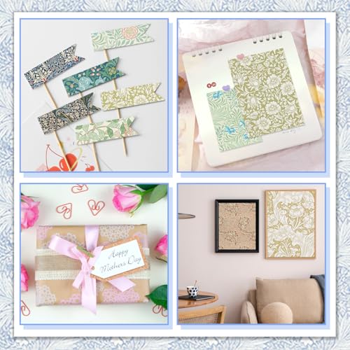 24 Sheets Scrapbook Paper 12" Double-Sided Photo Backdrop Bohemian Patterned (Floral Design J)