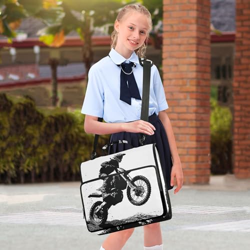 Motocross Rider Zipper Binder with Shoulder Strap, 500 Sheets Capacity, Multiple Pockets 1.5Inch 3 Ring Zipper Binder - color: Motocross Rider
