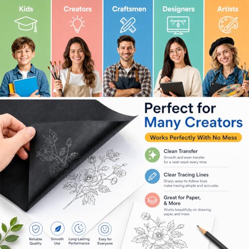 Carbon Paper for Tracing Graphite Transfer-Paper - PSLER 30 Pcs Black Graphite Paper for Tracing Drawing Patterns on Wood Projects Canvas Fabric Artist Lettering Sketch Drawing A4 8.27 X 11.81 Inch
