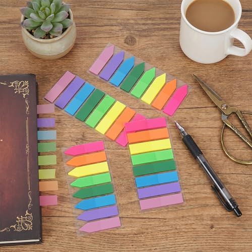 2000Pcs Page Markers Bright Sticky Tabs Translucent Arrow Flags Sticky Notes Flags Fluorescent Index Stickers for Textbooks Studying Work Organization