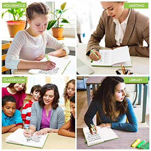 feela 12 Pack Notebooks Journals Bulk, Hardcover Notebook Classic Ruled Lined Journals with Pen Holder for Women Girls School Business Supplies, with 12 Black Pens, 120 GSM, 5.1”x8.3”, A5, Green - color: 12 Green