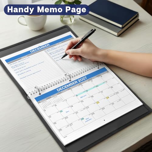 Dunwell 2026-2027 Calendar for 3 Ring Binder - 8.5x11, Jul. 2026 to Dec. 2027, 18 Months Desk Calendar with Premium Paper, 3-Hole Calendar for Office, School, 8.5" x 11" Planner Hanging on Wall