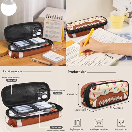 Ice Cream American Football 3 in 1 School Backpack Set with Lunch Box Pencil Case Set for Boys Girls 17 Inch Lager Capacity Bookbag Schoolbag for Kids Teen - color: Ice Cream American Football