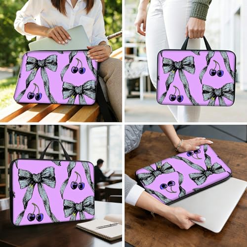11.6 12 12.2 12.3 inch Laptop Sleeve with Handle, Black Bows Water‑Resistant Tabet Carrying Case for MacBook Air 12/Chromebook/HP/Dell/Lenovo/Asus/Acer - color: Black Bows, size: 11-12.3 inch Devices