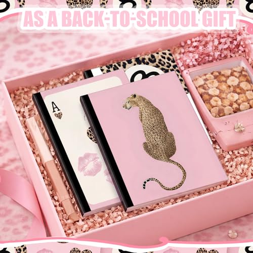 Resurhang 3 Pack Cheetah Leopard Print Notebook Preppy Pink Leopard Composition Notebook for Girl Cheetah Y2k Back to School Gift for Girls Pink School Office Supplies 7.5 x 9.75 Inch