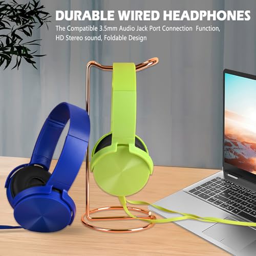 Kids Headphones 2 Pack for School Classroom Students, Durable Comfy Swivel Wired Headset for Online Learning, Noise Stereo Sound 3.5mm Jack for Chromebook, Computer, Laptop(Dark Blue+Green) - size: Dark blue+Green