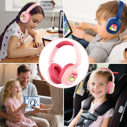 LOBKIN Kids Headphones Bluetooth 6.0,Over Ear Kids Headphones Wireless with Mic 55H Playtime AUX Cord 85dB Safe Volume Limited Foldable Design for Boys Girls Travel/School/iPad