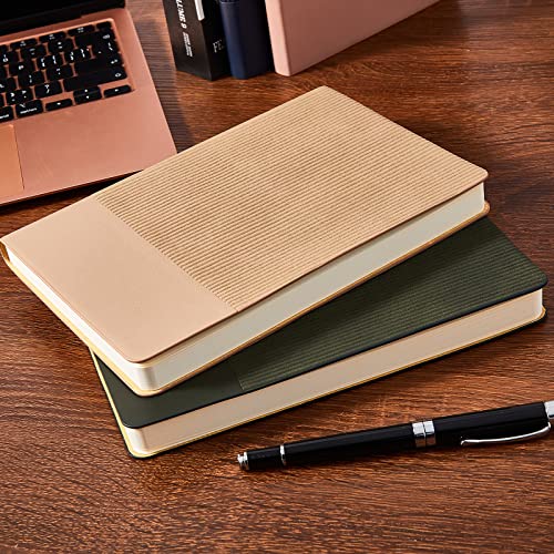 Lined Journal Notebook for Work College Ruled Notebook 5.79" x 8.27" A5 PU Leather Daily Journaling Notebook 216 Pages for Women Men Daily Writing Business School Travel Gift (Khaki) - color: 01-Khaki-1pack, style: A5 Lined 216pages