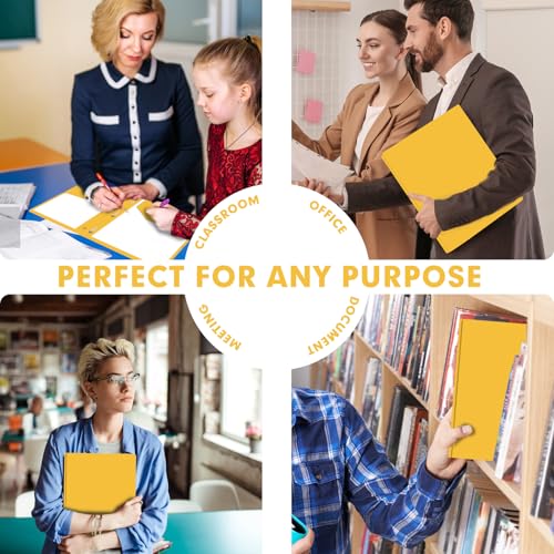 Plastic 2 Pocket Folders with Prongs, 30 Pack, Heavyweight, Letter Size Poly Folders with 3 Metal Prongs Fastener Clips (Yellow) - color: Yellow