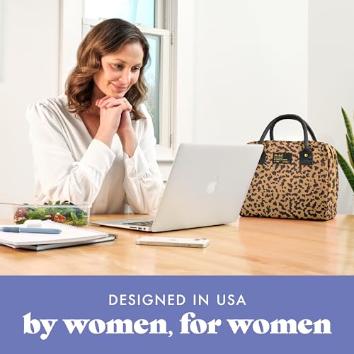 Fit & Fresh Bloomington Lunch Bag for Women - Insulated Large Lunch Box for Work with Containers, Leak-Resistant, Stain-Resistant, Zipper Closure, Cheetah - color: Tan Cheetah