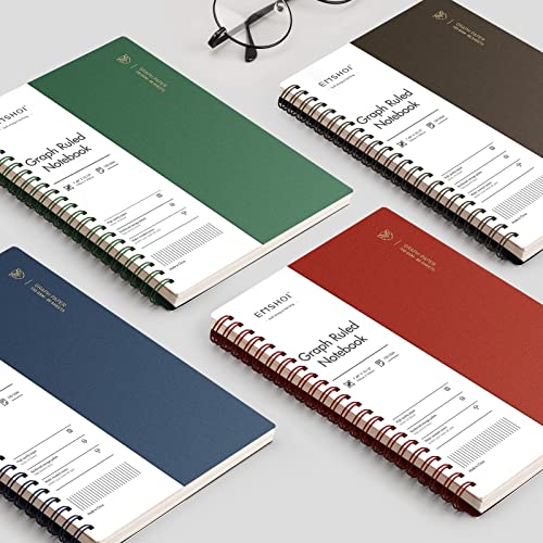 EMSHOI Graph Grid Journal Notebook, 2 Pack, 320 Pages, B5 (7.4" x 10") | 100 GSM Thick Paper, Flexible Plastic Cover, Spiral-bound, for School, Student, Note Taking, Math, Engineering (Brown & Blue) - color: Brown Blue, style: B5-Graph