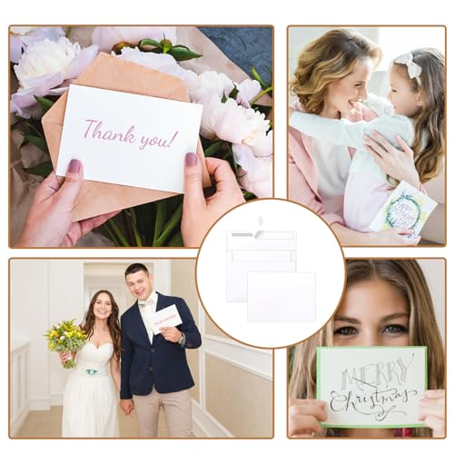 Silunkia 100 Packs White Single Panel Blank Cards and Envelopes 5 x 7 Heavy Flat Cardstock and A7 Envelopes Self Seal for Wedding Invitations, Birthday Party, DIY Greeting Cards, Graduations - color: White, size: 5x7-100pcs