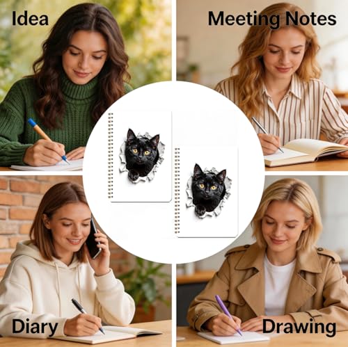 2 Pcs Cute Cat Spiral Notebook, Funny Cats Gift College Ruled Spiral Notebook, Multi Subject Notebooks, 160 Ruled Pages Hardcover Journals for Writing Travel Office, Cat Lover Gifts for Women - color: Multicolour 0002