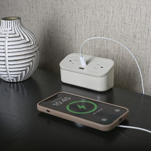 CubieMini - Tabletop Power Strip Charging Station with Outlets and USB Ports (Latte) - color: Latte