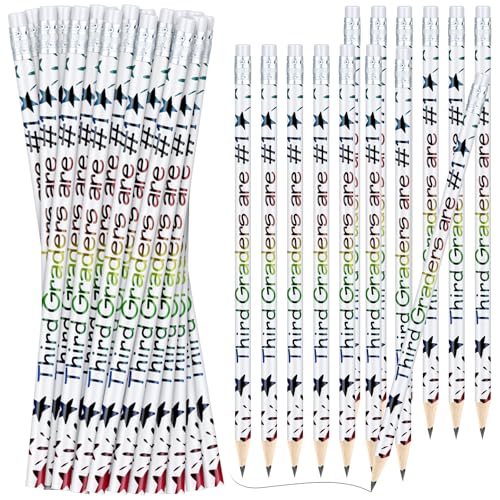 Tenceur 24 Pcs 3rd Graders Pencils Bulk Motivational Pencils with Erasers Inspirational Pencil with Back to School Supplies for Kids Student Teacher Classroom Reward - style: 3rd Graders