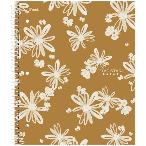 Five Star Spiral Notebook + Study App, 2 Pack, 1 Subject, College Ruled, 8-1/2" x 11", 80 Sheets, Fights Ink Bleed, Water Resistant Cover, Soft Petals (820331F-ECM)