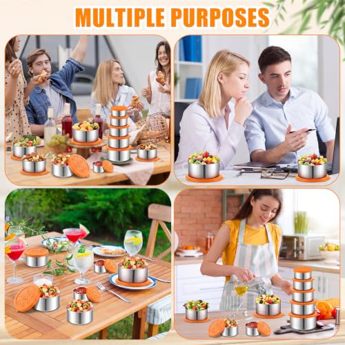 10 Pack Stainless Steel Containers with Lids, 5 Sizes Leakproof Stainless Steel Food Storage Containers, Nesting Snack Holders and Flatware Set with Fork, Knife, Spoon, Chopsticks in Clear Case