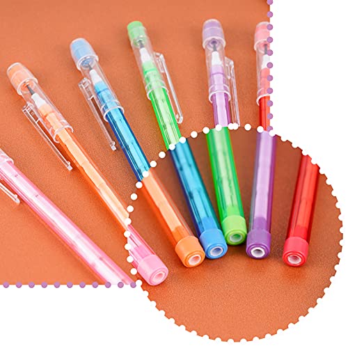 Kolewo4ever 36pcs HB Pencils Kawaii Cute Multipoint Pencil Push Translucent Non Sharpening Stackable Pencils Pop Up Plastic Pencil for Classroom Rewards Carnival Prizes (Normal)