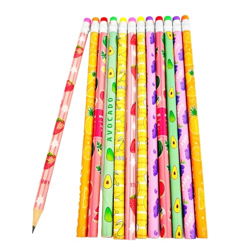 72PCS Corlorful Wooden cased Pencils for Kids with Erasers, Wood Wedding Golf for School,Drawing,Gift (72PCS) (Fruit, 72) - style: Fruit