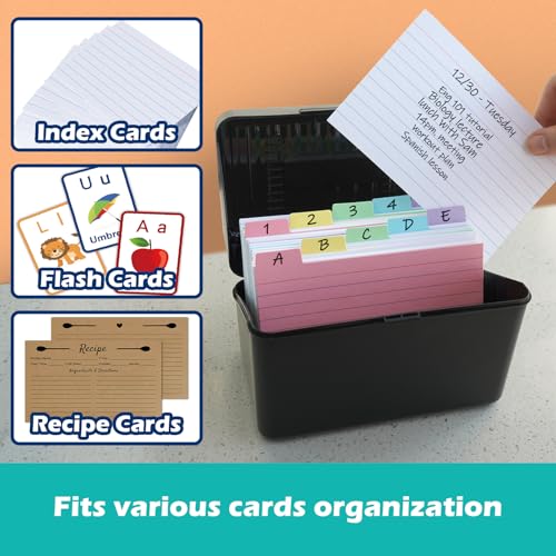 Olivo 4x6 Index Card Holder Box with 100 Cards Dividers Tabs 4"x 6", Blue - color: Blue, size: 4" x 6"