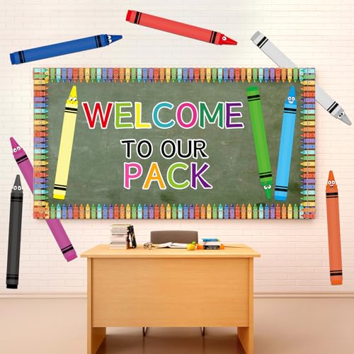 Mooliwe 40 Pcs Jumbo Crayon Bulletin Board Cutouts Set, 35 Inch Large Cardboard Crayons Cutout Posters for Classroom Bulletin Board Door Window Back to School Decorations